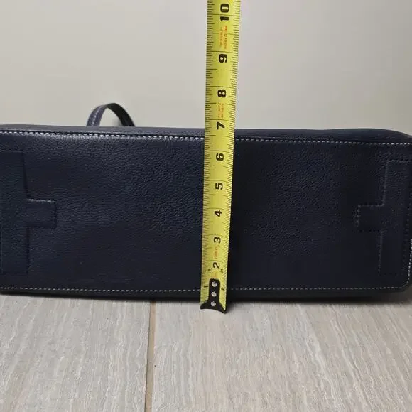 Tory Burch Perforated Tote Blue Bag Logo Shoulder Handbag - Picture 6 of 9